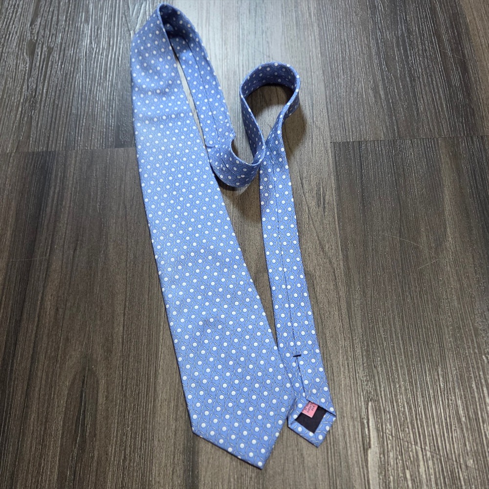 Vineyard Vines Mens Silk Tie Blue Golf Ball and Tee Print Necktie Hand Picked